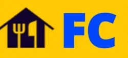 logo amarillo de Fc recetas con letras azules