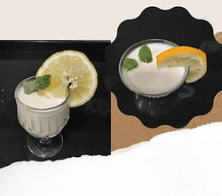 postre de limón individual en copa y vasito