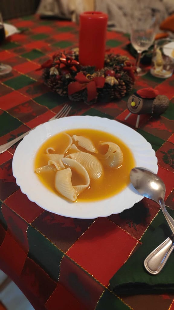 A bowl of escudella soup