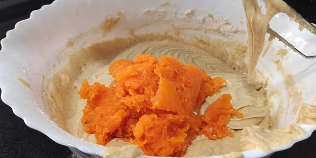 pumpkin puree added to the dough