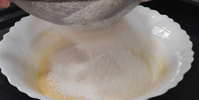 sifting the flour
