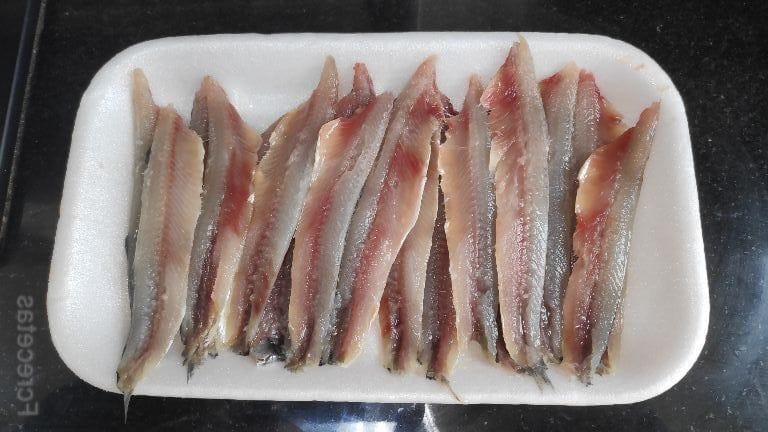 tray with fillet anchovies